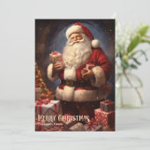 ヴィンテージレトロサンタクロースとクリスマスプレゼント シーズンカード (スタンド正面)