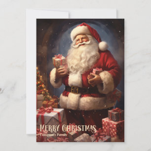 ヴィンテージレトロサンタクロースとクリスマスプレゼント シーズンカード