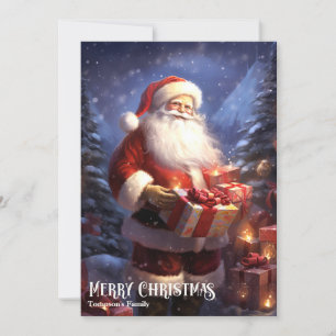ヴィンテージレトロサンタクロースとクリスマスプレゼント シーズンカード