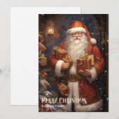 ヴィンテージレトロサンタクロースとクリスマスプレゼント シーズンカード (正面/裏面)