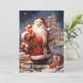 ヴィンテージレトロサンタクロースとクリスマスプレゼント シーズンカード (スタンド正面)