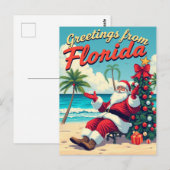 ヴィンテージレトロサンタクロースアットザビーチ – フロリダ ポストカード (正面/裏面)