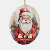 ヴィンテージレトロサンタクロースウォーターカラーイラストレーション セラミックオーナメント (右)