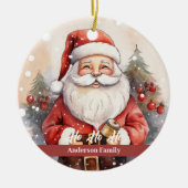 ヴィンテージレトロサンタクロースウォーターカラーイラストレーション セラミックオーナメント (正面)