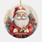 ヴィンテージレトロサンタクロースウォーターカラーイラストレーション セラミックオーナメント (裏面)