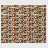 ヴィンテージレトロサンタクロースクリスマスアート ラッピングペーパー (フラット)