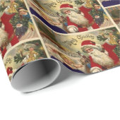 ヴィンテージレトロサンタクロースクリスマスアート ラッピングペーパー (ロールコーナー)