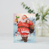 ヴィンテージレトロサンタクロースクリスマスグリーティング シーズンポストカード (スタンド正面)
