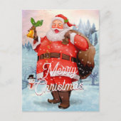 ヴィンテージレトロサンタクロースクリスマスグリーティング シーズンポストカード (正面)