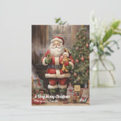 ヴィンテージレトロサンタクロースクリスマスホリデーカード シーズンカード (スタンド正面)
