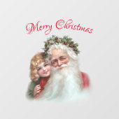 ヴィンテージレトロサンタクロースクリスマスホリデー ウィンドウサイン (シート)