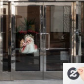 ヴィンテージレトロサンタクロースクリスマスホリデー ウィンドウサイン (オフィスドア)