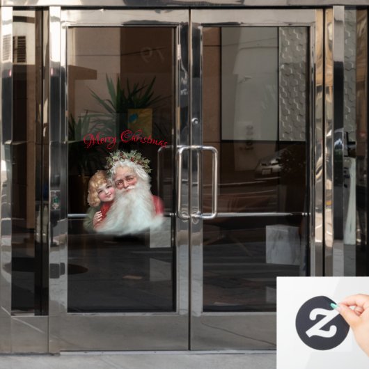 ヴィンテージレトロサンタクロースクリスマスホリデー ウィンドウサイン (オフィスドア)