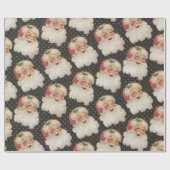 ヴィンテージレトロサンタクロースクリスマスホリデー ラッピングペーパー (フラット)