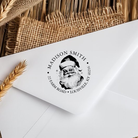 ヴィンテージレトロサンタクロースクリスマス差出人住所 セルフインキングスタンプ