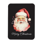 ヴィンテージレトロサンタクロースブラックメリークリスマス マグネット (縦)