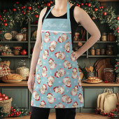 ヴィンテージレトロサンタクロースブルーパーソナライズされた エプロン