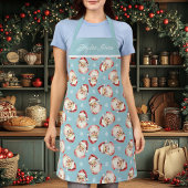 ヴィンテージレトロサンタクロースブルーパーソナライズされた エプロン