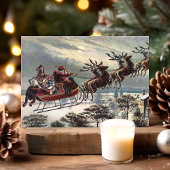 ヴィンテージレトロサンタクロースレインダースリー シーズンカード