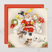 ヴィンテージレトロサンタクロース雪だるまキュートパピーズ (正面/裏面)