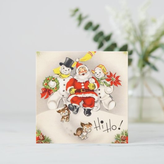 ヴィンテージレトロサンタクロース雪だるまキュートパピーズ (スタンド正面)