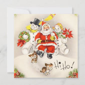 ヴィンテージレトロサンタクロース雪だるまキュートパピーズ (正面)