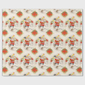 ヴィンテージレトロサンタクロース2雪だるまかわいい子犬 ラッピングペーパー (フラット)