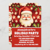 ヴィンテージレトロサンタクロース&ボーズクリスマスパーティー 招待状 (正面/裏面)