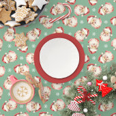 ヴィンテージレトロサンタグリーンクリスマス テーブルクロス