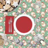 ヴィンテージレトロサンタグリーンクリスマス テーブルクロス