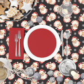 ヴィンテージレトロサンタブラッククリスマス テーブルクロス