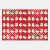 ヴィンテージレトロサンタミニレッドクリスマス ラッピングペーパーシート (正面2)