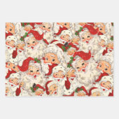 ヴィンテージレトロサンタミニレッドクリスマス ラッピングペーパーシート (正面)