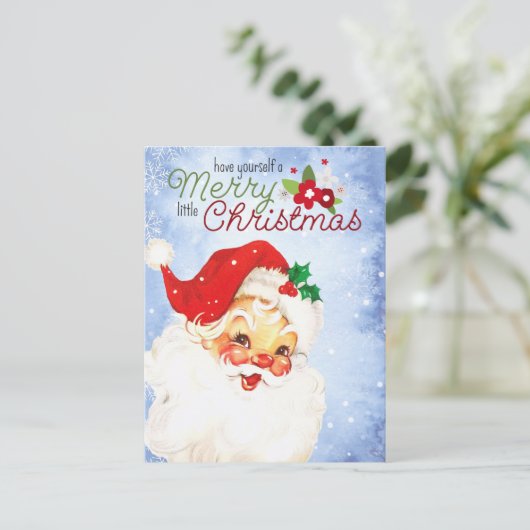 ヴィンテージレトロサンタメリークリスマス ポストカード (スタンド正面)