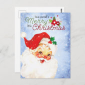 ヴィンテージレトロサンタメリークリスマス ポストカード (正面/裏面)