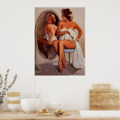 ヴィンテージレトロサンタンピンナップ ポスター (キッチン)