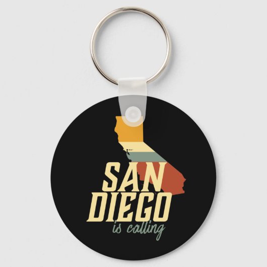 ヴィンテージレトロサンディエゴカリフォルニアUSAシティマップ キーホルダー (正面)