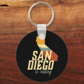 ヴィンテージレトロサンディエゴカリフォルニアUSAシティマップ キーホルダー (正面)