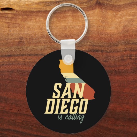 ヴィンテージレトロサンディエゴカリフォルニアUSAシティマップ キーホルダー (正面)