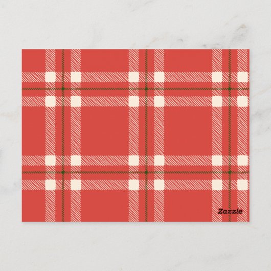 ヴィンテージレトロサン | Red Plaidクリスマスカード ポストカード (裏面)