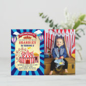 ヴィンテージレトロサーカスカーニバル誕生日写真 招待状 (スタンド正面)