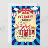 ヴィンテージレトロサーカスカーニバル誕生日招待状 招待状 (正面)