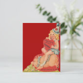 ヴィンテージレトロサーカスガールバレンタインカード シーズンポストカード (スタンド正面)