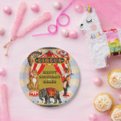 ヴィンテージレトロサーカスバースデーパーティーパーソナライズされた ペーパープレート (パーティー)