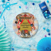 ヴィンテージレトロサーカスバースデーパーティーパーソナライズされた ペーパープレート (パーティー)