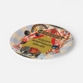 ヴィンテージレトロサーカスバースデーパーティーパーソナライズされた ペーパープレート (アングル)