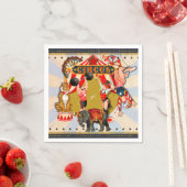 ヴィンテージレトロサーカスバースデーパーティー スタンダードカクテルナプキン (インサイチュ)