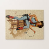 ヴィンテージレトロシェリフピンアップガールバイ ジグソーパズル (横)