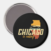 ヴィンテージレトロシカゴイリノイUSAシティマップ マグネット (正面/裏面)