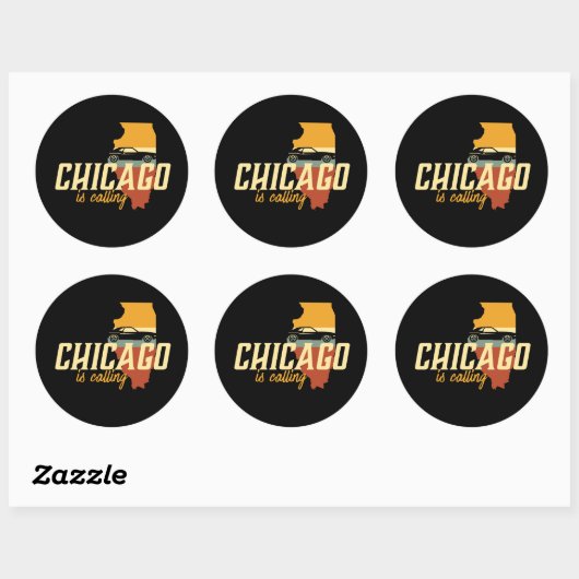 ヴィンテージレトロシカゴイリノイUSAシティマップ ラウンドシール (シート)